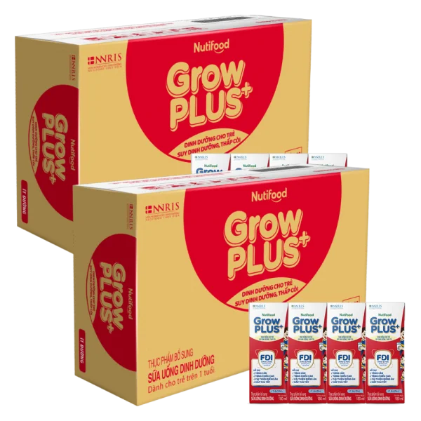 Combo 2 th&ugrave;ng Sữa GrowPLUS+ &iacute;t đường 180ml (lốc 4 hộp)