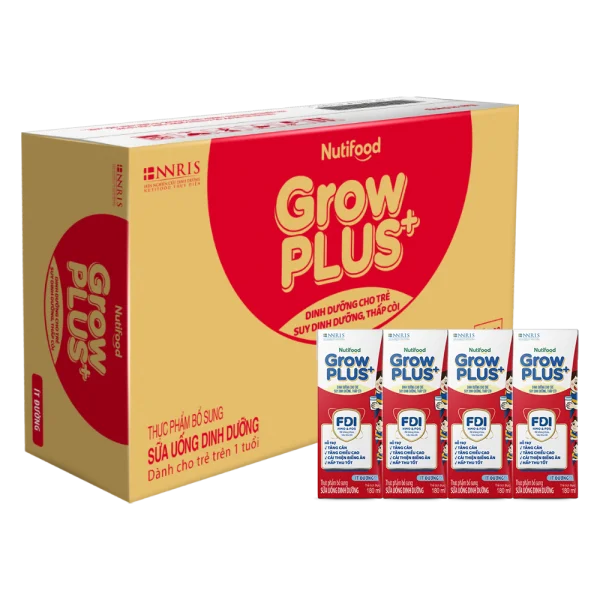 Thùng SPDDPS GrowPLUS 180ml Ít đường (lốc 4 hộp) - 12 lốc