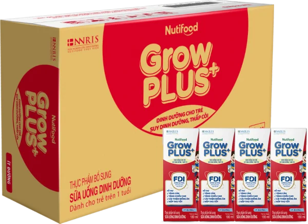 Thùng SPDDPS GrowPLUS 180ml Ít đường (lốc 4 hộp) - 12 lốc