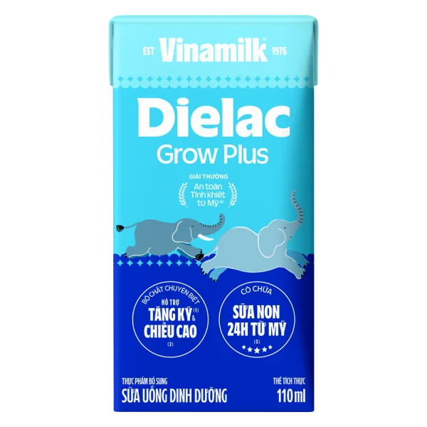 Combo 2 Thùng Sữa uống dinh dưỡng Dielac Grow Plus 110ml (Sữa Non) - Lốc 4 hộp