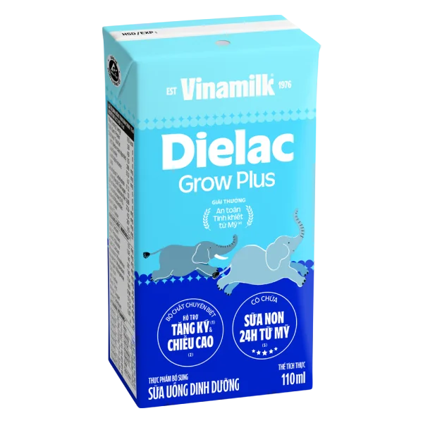 Combo 2 Thùng Sữa uống dinh dưỡng Dielac Grow Plus 110ml (Sữa Non) - Lốc 4 hộp
