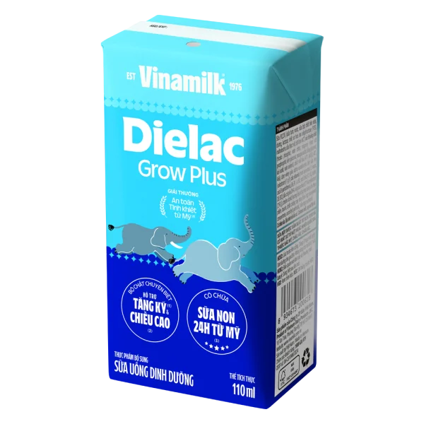 Combo 2 Thùng Sữa uống dinh dưỡng Dielac Grow Plus 110ml (Sữa Non) - Lốc 4 hộp