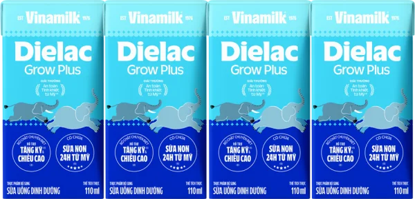 Sữa uống dinh dưỡng Dielac Grow Plus 110ml (Sữa Non) - Lốc 4 hộp (Giao bao bì ngẫu nhiên)