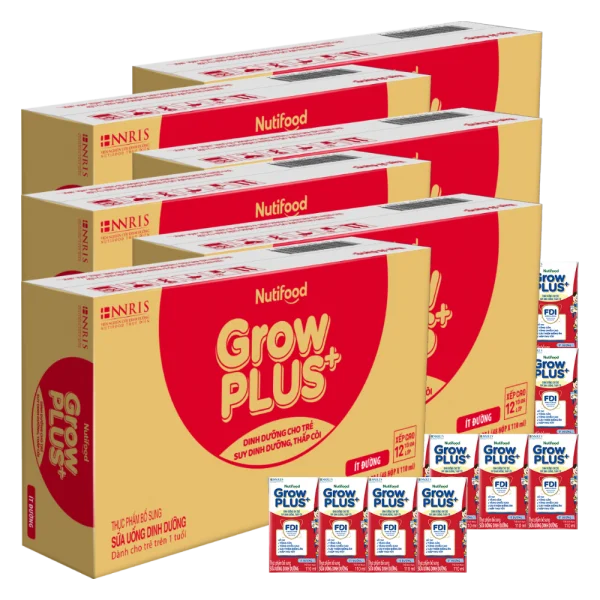 Combo 6 th&ugrave;ng Sữa GrowPLUS+ &iacute;t đường 110ml (lốc 4 hộp)