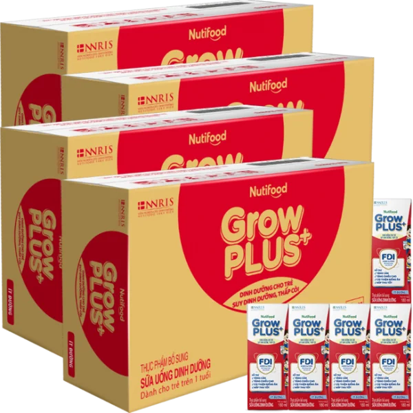 Combo 4 thùng Sữa GrowPLUS+ ít đường 180ml (lốc 4 hộp)