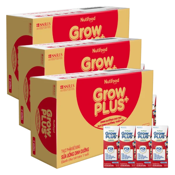 Combo 3 Th&ugrave;ng Sữa GrowPLUS+ &iacute;t đường 180ml (lốc 4 hộp)