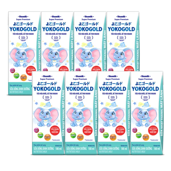 Combo 2 Sữa uống dinh dưỡng Vinamilk Yoko Gold 180ml (Lốc 4 hộp)