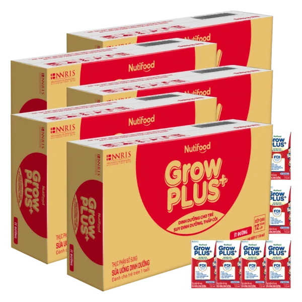 Combo 5 Thùng SPDDPS GrowPLUS 110ml Ít đường (lốc 4 hộp)