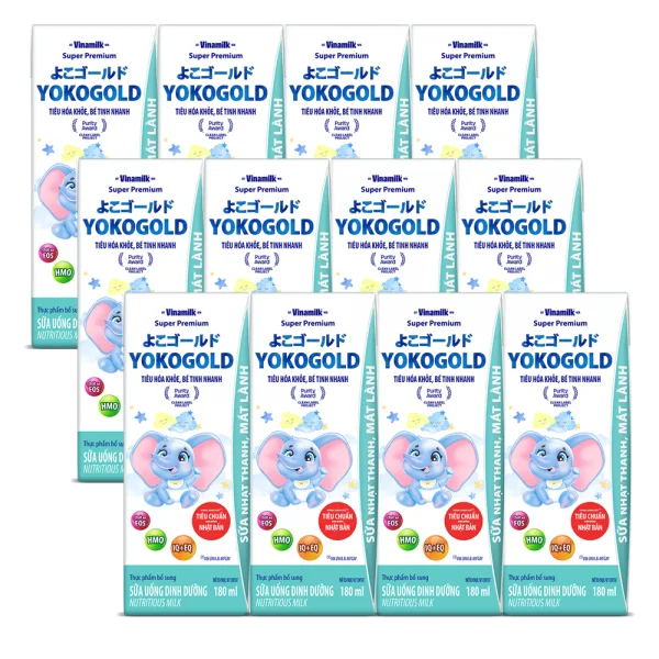 Combo 3 Sữa uống dinh dưỡng Vinamilk Yoko Gold 180ml (Lốc 4 hộp)