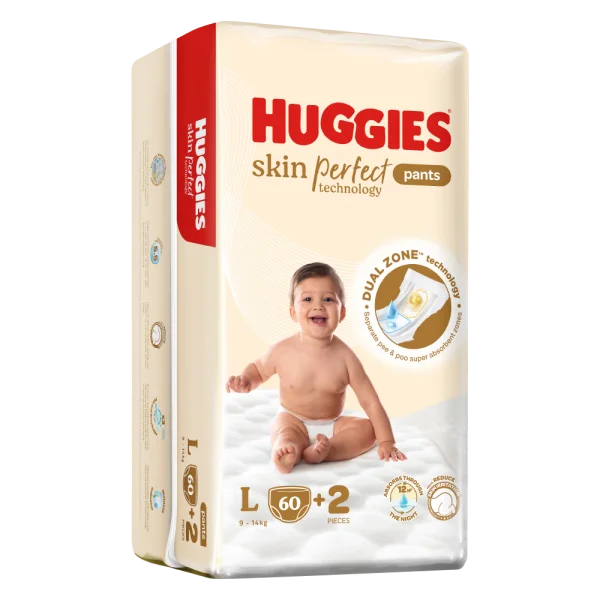 Bìm tã quần Huggies SkinPerfect Pants (L, 9-14kg, 60+2 miếng) (bao bì giao ngẫu nhiên)