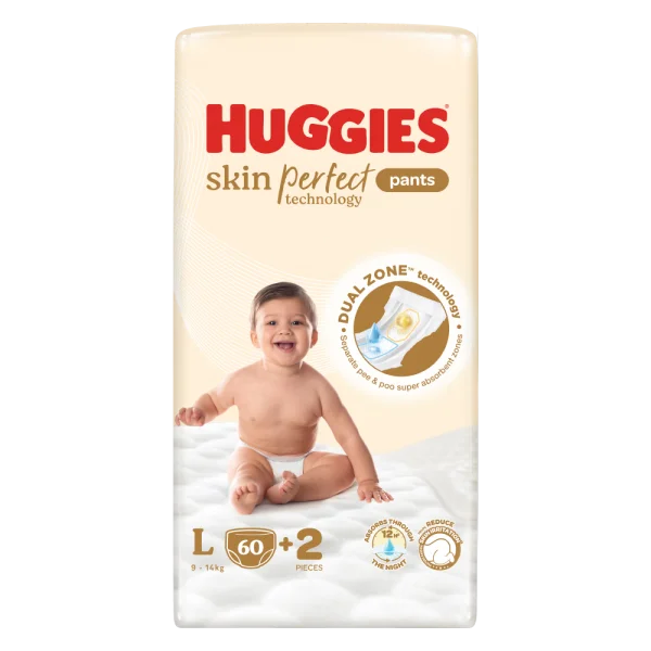 Bìm tã quần Huggies SkinPerfect Pants (L, 9-14kg, 60+2 miếng) (bao bì giao ngẫu nhiên)