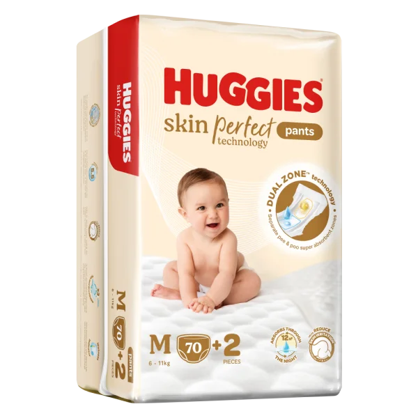 Bìm tã quần Huggies SkinPerfect Pants (M, 6-11kg, 70+2 miếng) (bao bì giao ngẫu nhiên)