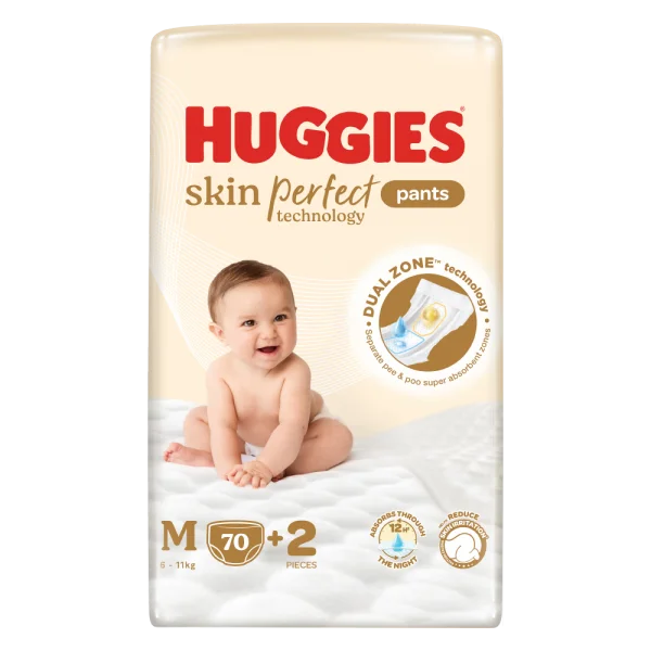 Bìm tã quần Huggies SkinPerfect Pants (M, 6-11kg, 70+2 miếng) (bao bì giao ngẫu nhiên)