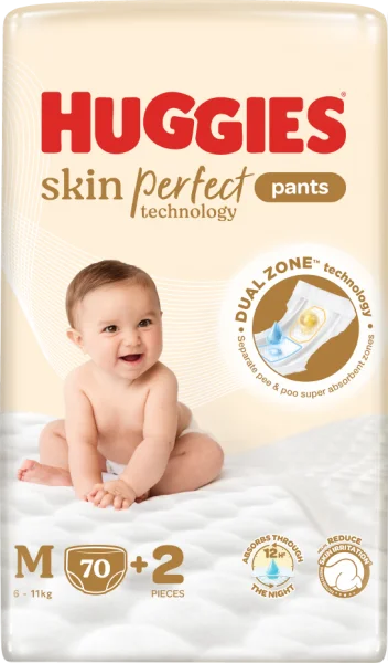 Bìm tã quần Huggies SkinPerfect Pants (M, 6-11kg, 70+2 miếng) (bao bì giao ngẫu nhiên)