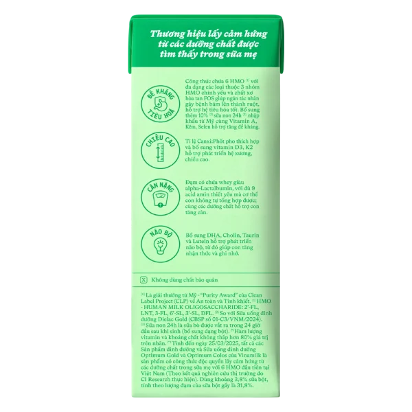 Thùng Sữa uống dinh dưỡng Optimum Colos 180ml (Lốc 4 hộp) new