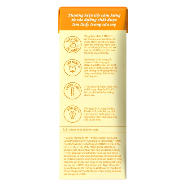 Combo 6 Sữa uống dinh dưỡng Optimum Gold 180ml (Lốc 4 hộp) new