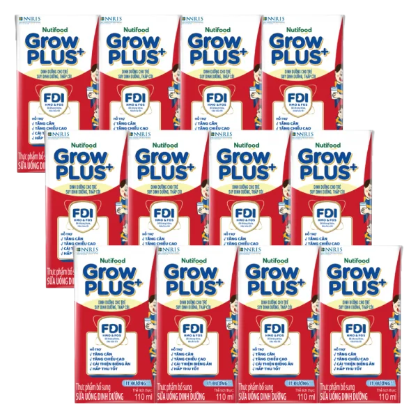 Combo 3 lốc Sữa GrowPLUS+ &iacute;t đường 110ml (lốc 4 hộp)