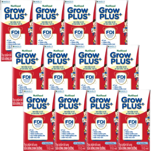 Combo 3 lốc Sữa GrowPLUS+ ít đường 110ml (lốc 4 hộp)