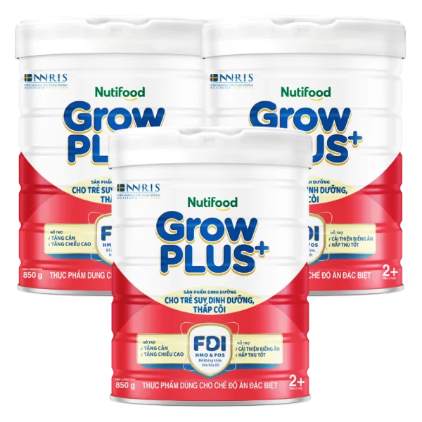 Combo 3 Sữa GrowPlus+ Đỏ 2+ tuổi, 850g