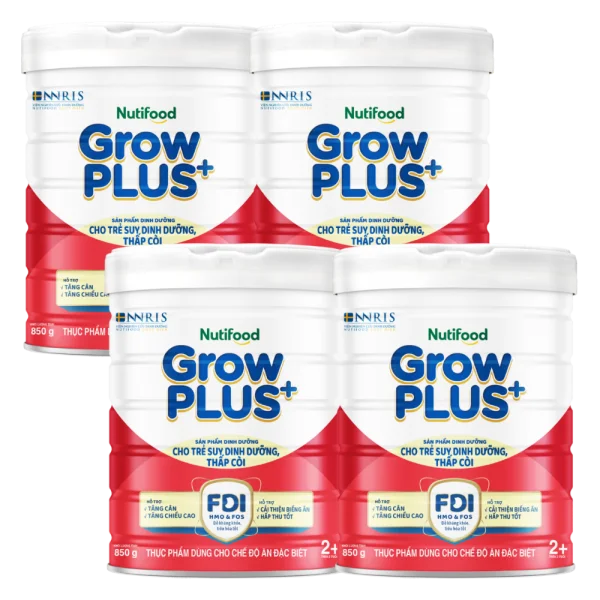 Combo 4 Sữa GrowPlus+ Đỏ 2+ tuổi, 850g