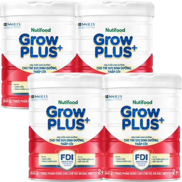 Combo 4 Sữa GrowPlus+ Đỏ 2+ tuổi, 850g