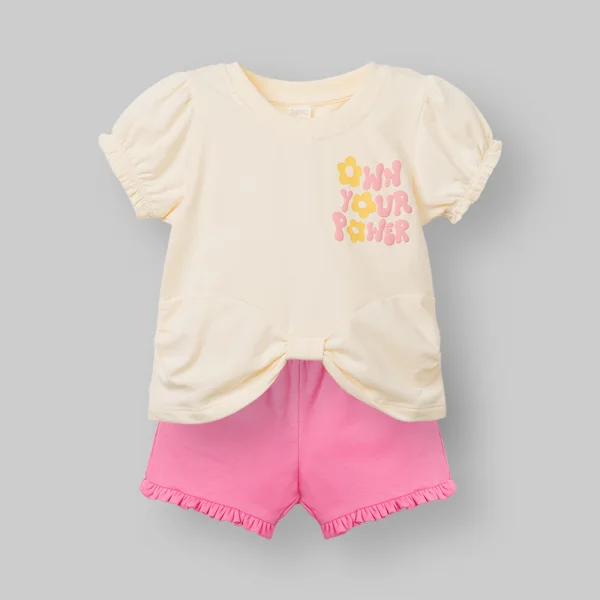 Bộ bé gái ngắn Animo ST1225071 (1-6Y,Kem-hồng,TT01)