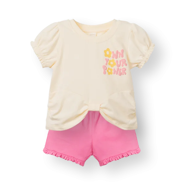 Bộ bé gái ngắn Animo ST1225071 (1-6Y,Kem-hồng,TT01)