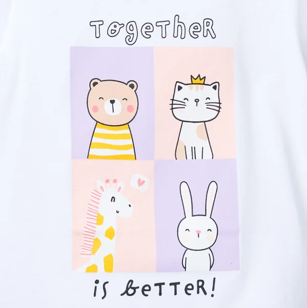 Bộ bé gái ngắn Animo Easy TX0226012 (1-4Y,Trắng-tím,TT02)