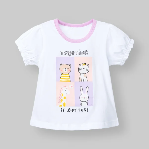 Bộ bé gái ngắn Animo Easy TX0226012 (1-4Y,Trắng-tím,TT02)