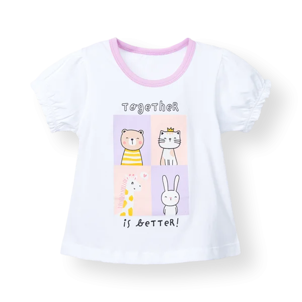 Bộ bé gái ngắn Animo Easy TX0226012 (1-4Y,Trắng-tím,TT02)