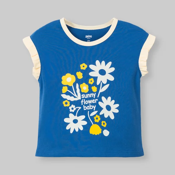 Bộ bé gái ngắn Animo Easy LU0326012 (1-4Y,navy-kem,DD02)