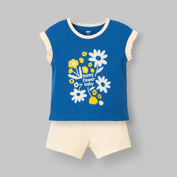 Bộ bé gái ngắn Animo Easy LU0326012 (1-4Y,navy-kem,DD02)