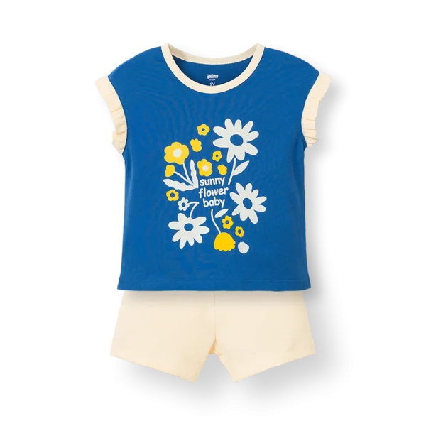 Bộ bé gái ngắn Animo Easy LU0326012 (1-4Y,navy-kem,DD02)