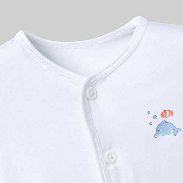 Set 2 áo sơ sinh cài giữa tay ngắn Animo Easy HN0126056 (NB-9M,Trắng)
