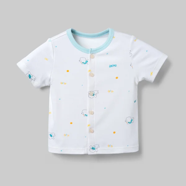 Set 2 bộ kháng khuẩn modal ngắn Animo VD0126009 (0-24M,Trắng-xanh biển,TT06)