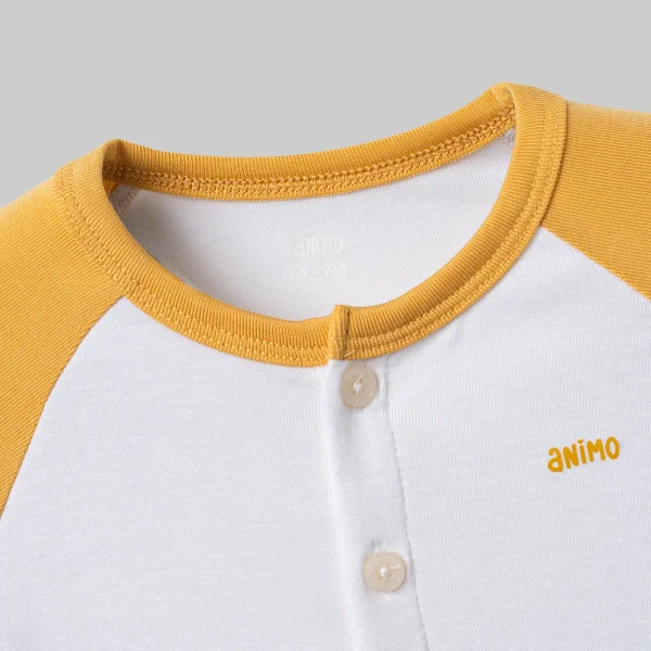 Set 2 bộ kháng khuẩn modal ngắn Animo VD0126010 (0-24M,Trắng-vàng nghệ,TT06)