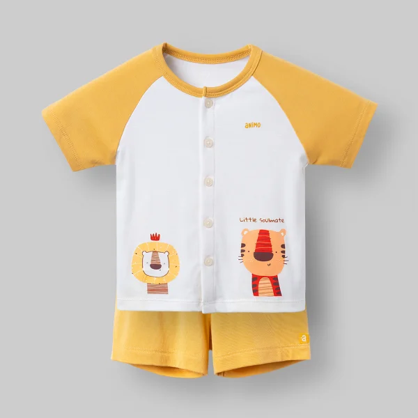 Set 2 bộ kháng khuẩn modal ngắn Animo VD0126010 (0-24M,Trắng-vàng nghệ,TT06)