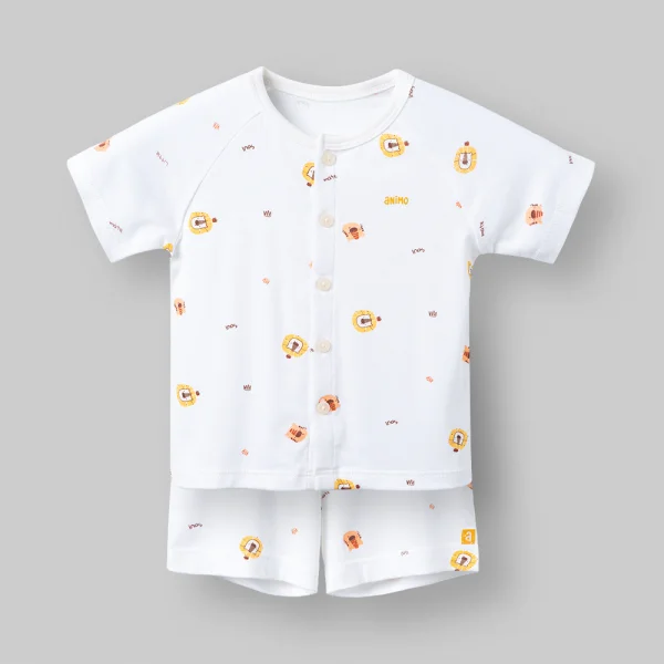 Set 2 bộ kháng khuẩn modal ngắn Animo VD0126010 (0-24M,Trắng-vàng nghệ,TT06)