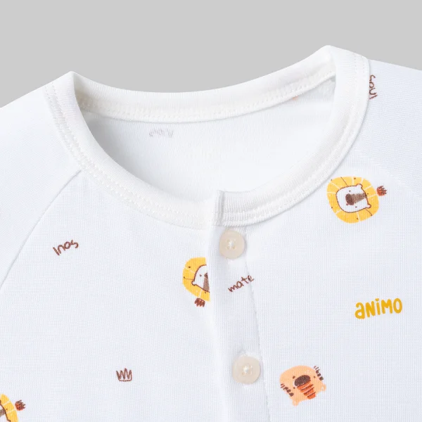 Set 2 bộ kháng khuẩn modal ngắn Animo VD0126010 (0-24M,Trắng-vàng nghệ,TT06)