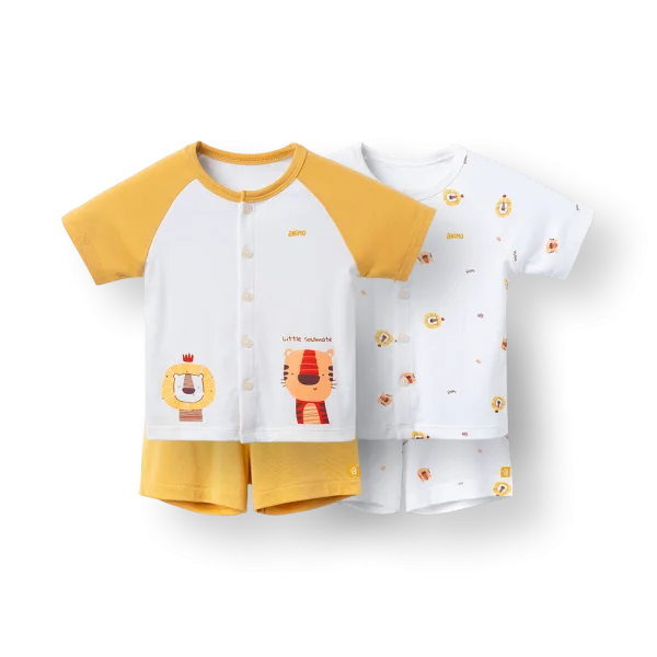 Set 2 bộ kháng khuẩn modal ngắn Animo VD0126010 (0-24M,Trắng-vàng nghệ,TT06)