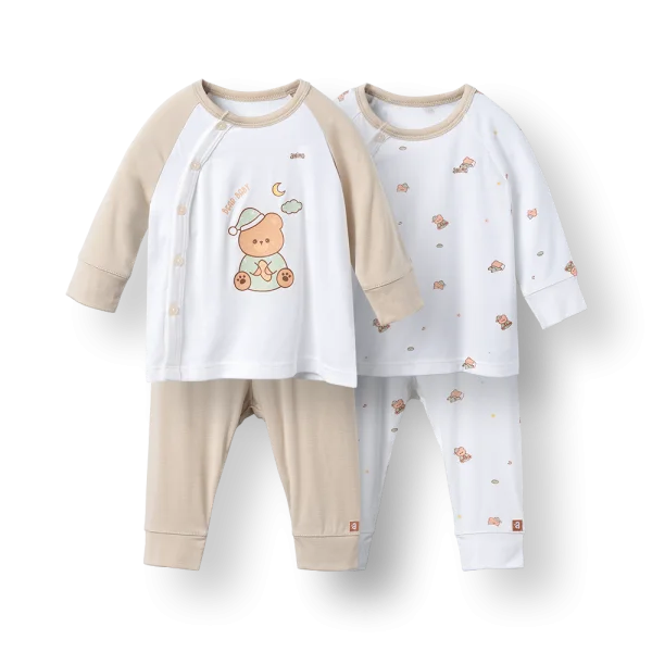 Set 2 bộ kháng khuẩn modal dài Animo VD0126019 (0-24M,Trắng-be nâu nhạt,NN06)