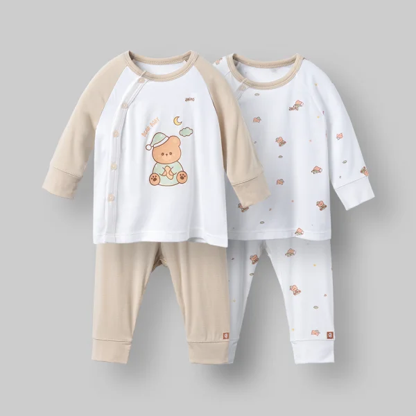 Set 2 bộ kháng khuẩn modal dài Animo VD0126019 (0-24M,Trắng-be nâu nhạt,NN06)