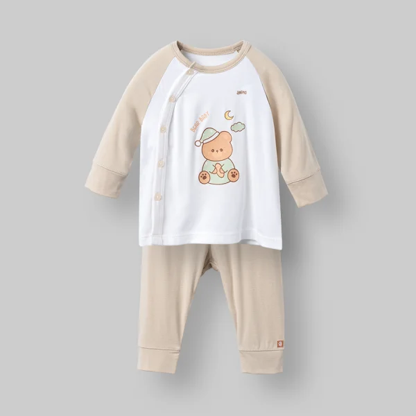 Set 2 bộ kháng khuẩn modal dài Animo VD0126019 (0-24M,Trắng-be nâu nhạt,NN06)