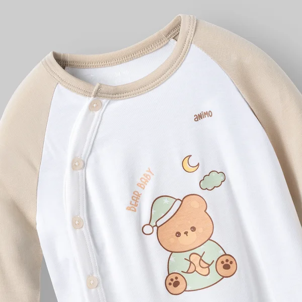 Set 2 bộ kháng khuẩn modal dài Animo VD0126019 (0-24M,Trắng-be nâu nhạt,NN06)