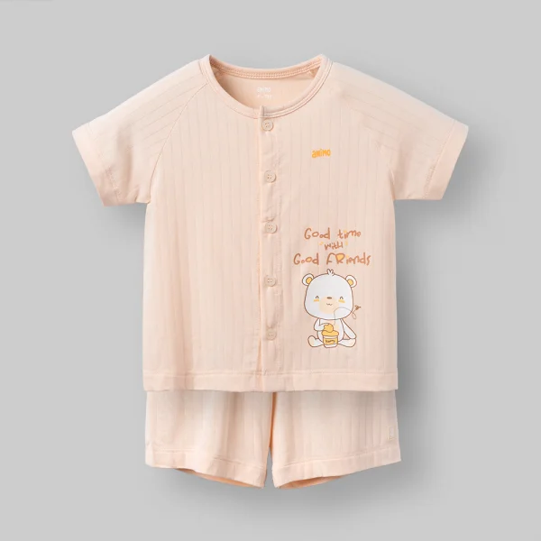 Set 2 bộ kháng khuẩn modal ngắn Animo BMC1125059 (0-24M,Trắng-be,NN06)