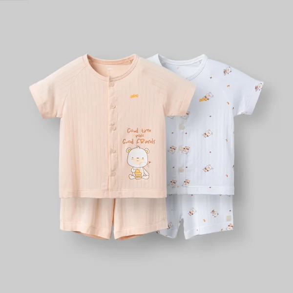 Set 2 bộ kháng khuẩn modal ngắn Animo BMC1125059 (0-24M,Trắng-be,NN06)