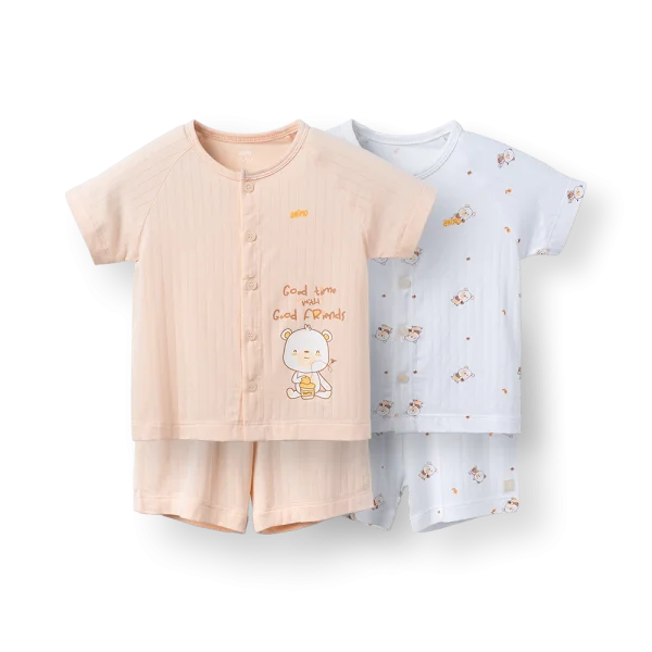 Set 2 bộ kháng khuẩn modal ngắn Animo BMC1125059 (0-24M,Trắng-be,NN06)