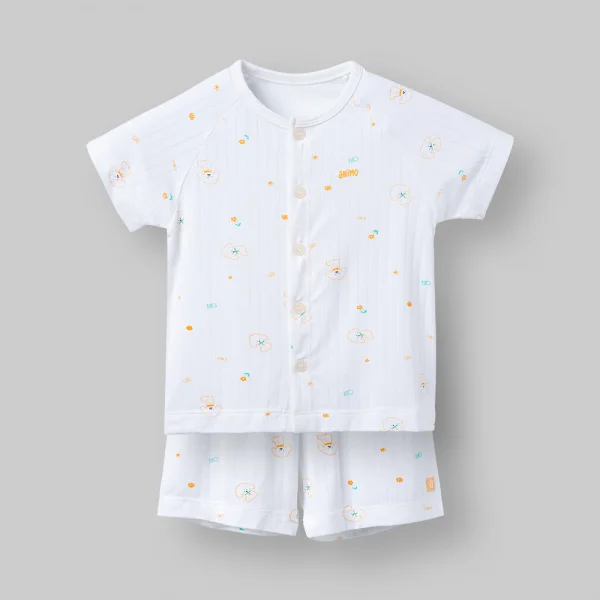 Set 2 bộ kháng khuẩn modal ngắn Animo BMC1125061 (0-24M,Trắng-cam,NN06)