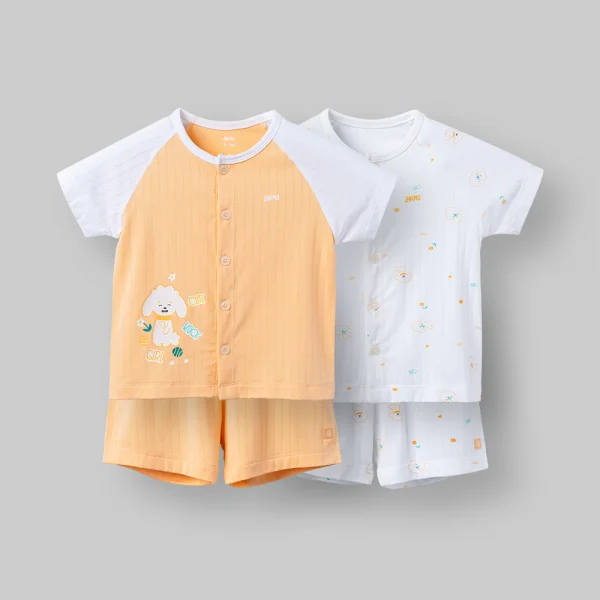 Set 2 bộ kháng khuẩn modal ngắn Animo BMC1125061 (0-24M,Trắng-cam,NN06)