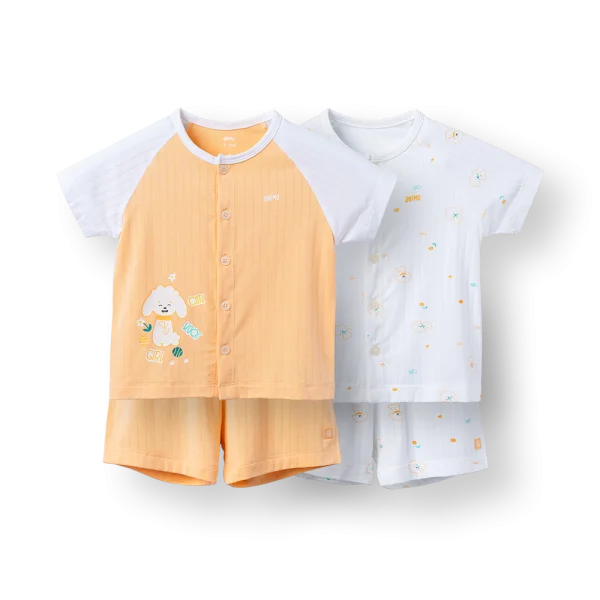 Set 2 bộ kháng khuẩn modal ngắn Animo BMC1125061 (0-24M,Trắng-cam,NN06)